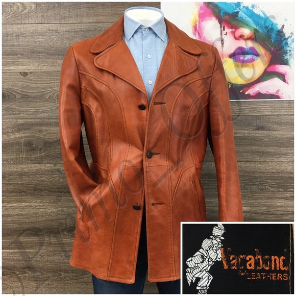 Vagabond Other - Vintage Mens Leather Blazer Sport Coat Three Button Casual Jacket Size 46R Suits